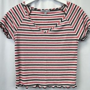 striped lettuce trim crop top